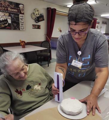 Oct. 10 was National Cake Decorating Day, and residents at Mangum Skilled Nursing and Therapy learned how to do it thanks to Millie Roberts. Administrator Cher Jones even baked the cakes that were decorated.