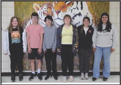 Congratulations to the students of the month for March. (L/R) 6th grade: Tenlee Tice, Cade Griffis; 7th grade: Cy Pineda, Reagan Young; 8th grade: Aubrey Lowe, Addison Adame. Thank you to Cattlemens Bank for providing Loop lunches for the students of the