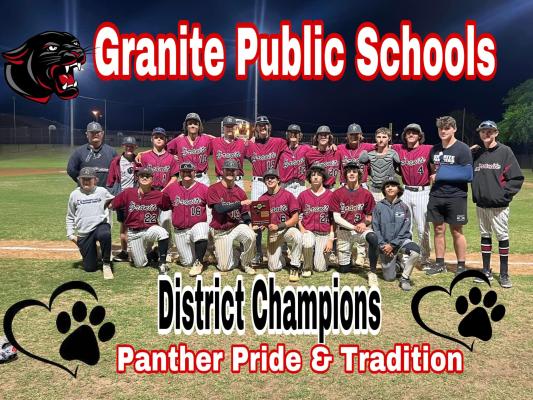 Granite Baseball proudly continues Panther tradition by becoming the 2024 Spring Class B District Champions! Congratulations, Coach Brody Shook and the Panther baseball team.