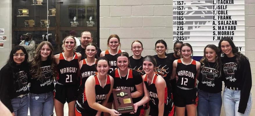 Congratulations to our Lady Tigers, Coach Binghom, and Coach King. They are the District Champions! They were tied with Hobart and Brynn Woodress made a basket with seconds left on the board to win the game with a score of 44-42.